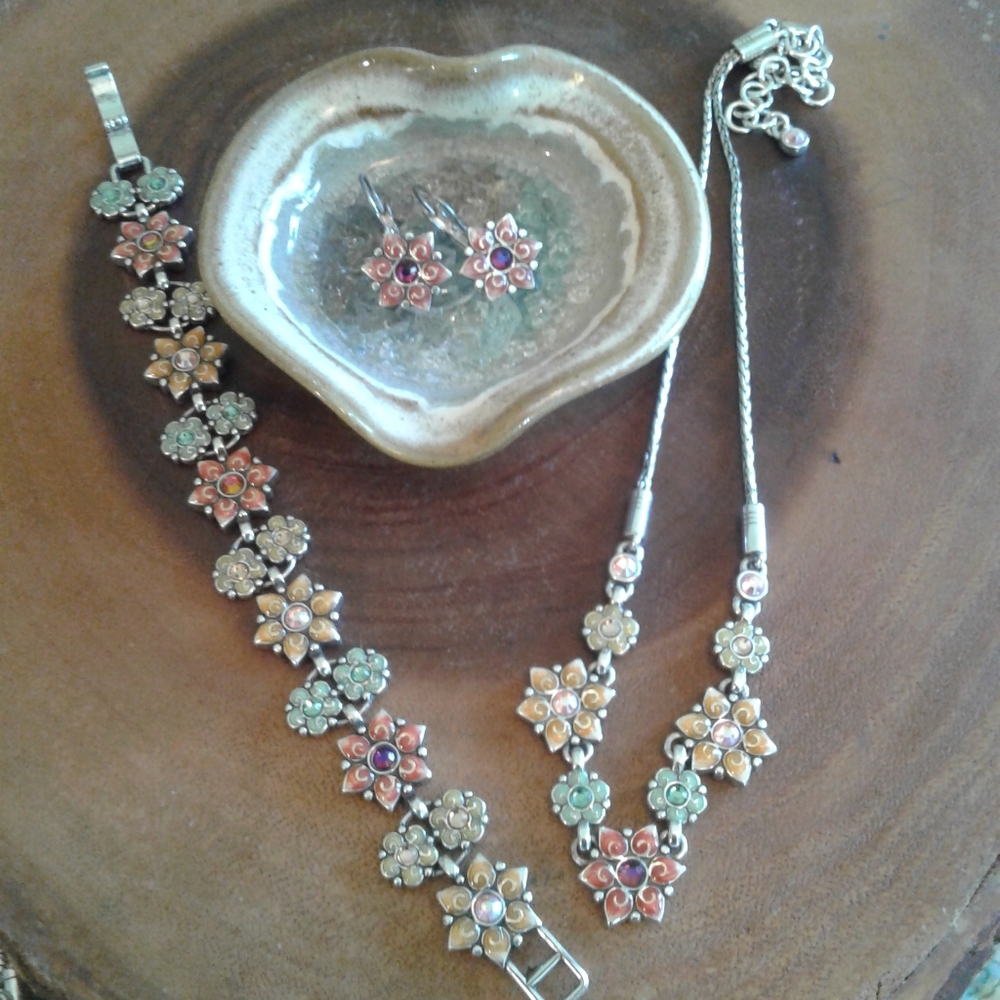 Brighton retired rare Garden of Eden set necklace, earrings, bracelet